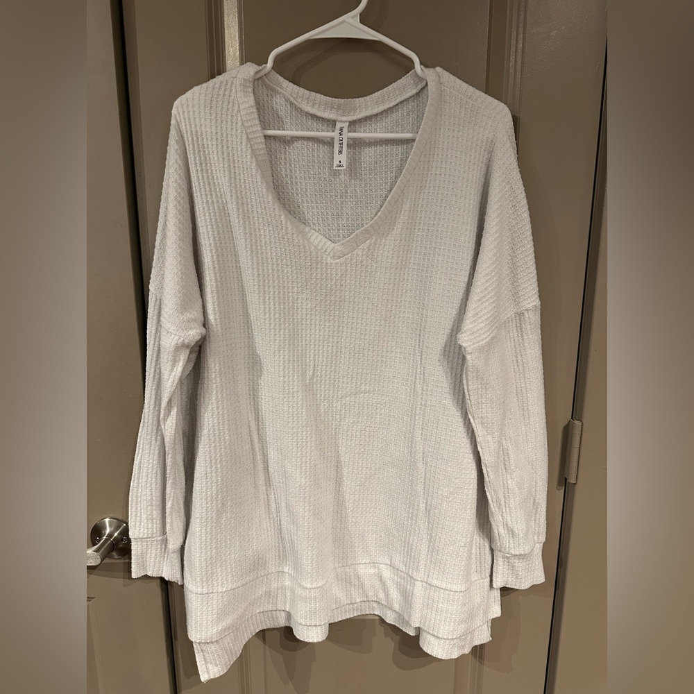 Zenana long sleeve white top